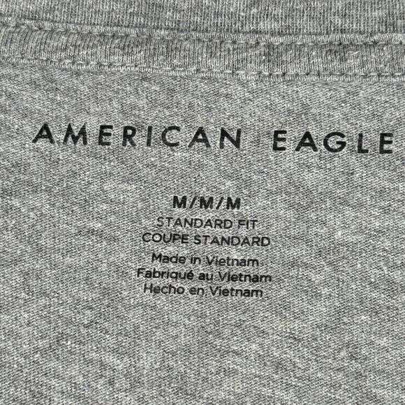 American Eagle Shirt Men‎ Medium Gray Long Sleeve T-Shirt AE USA Graphic Casual - Picture 6 of 8